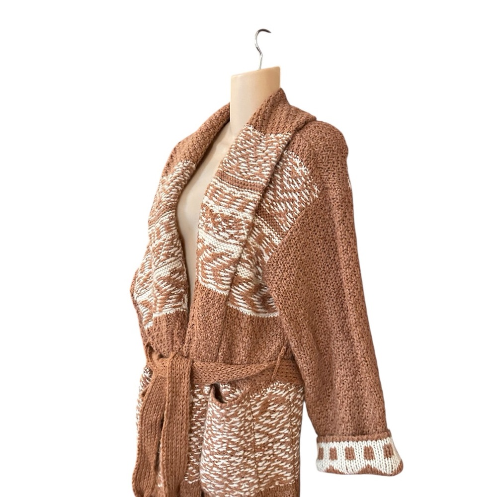 Lucky‎ Brand Fairsle Sweater Coatigan Caramel Cafe Women's Medium Wool Blend - Picture 6 of 11